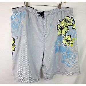 Burnside Mens Swim Trunks Size 3X Blue Striped Floral Lined Swimsuit Swim Shorts